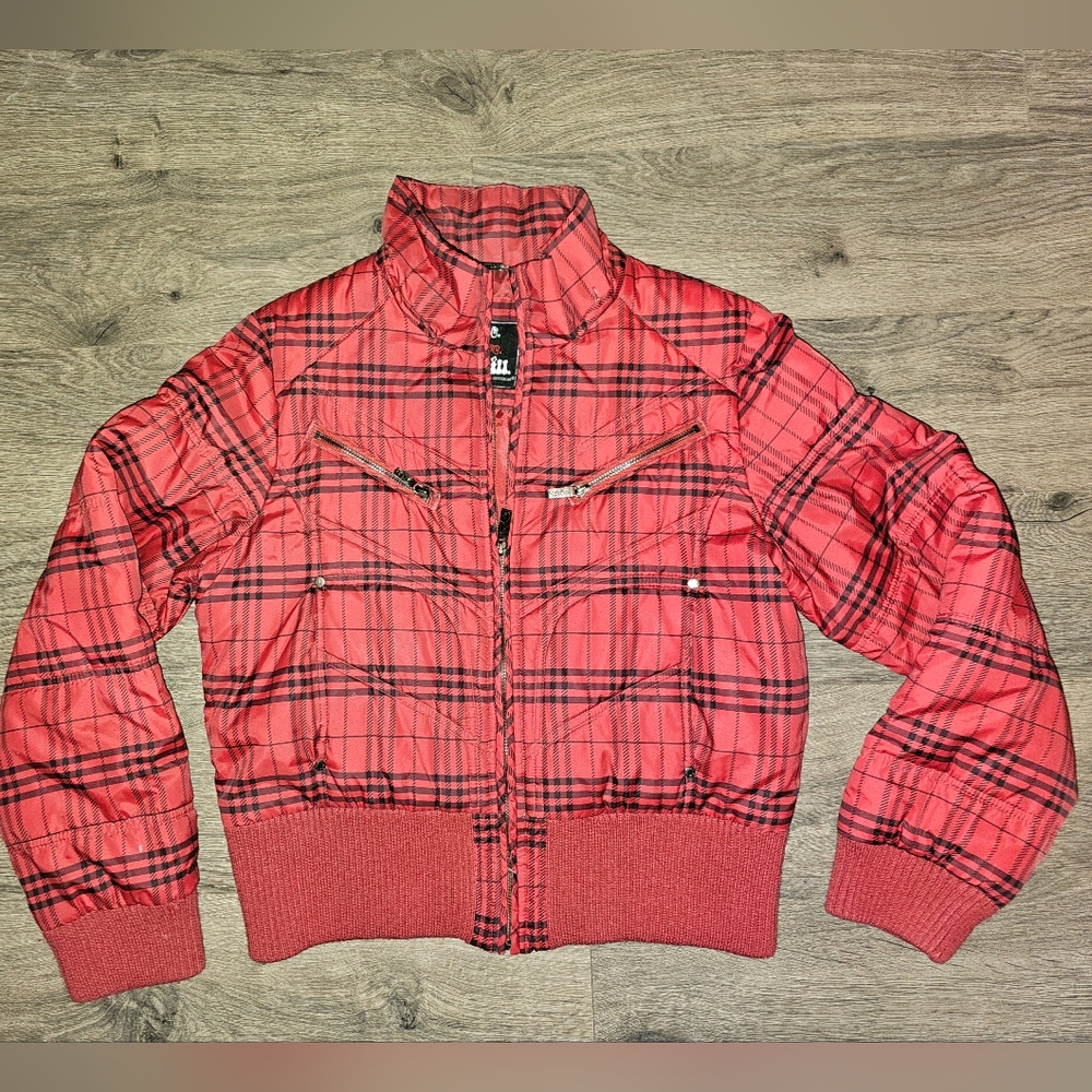 Womens Plaid puffer jacket (missing attachable hood)